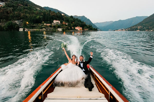 Getting married outside of Australia - wedding boat on Lake Como